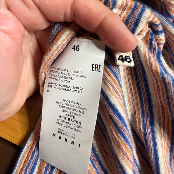 GUC Marni- Wool and Cotton Blend Striped Hoodie. Size IT 46/US 10 - Picture 4 of 8